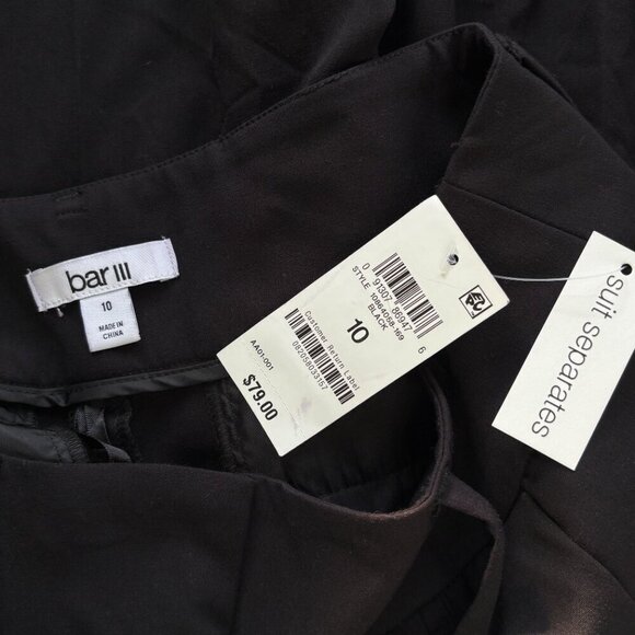 Bar III Women's Bi-Stretch Pleated Straight-Leg Black Ankle Dress Pants NWT - Picture 8 of 8